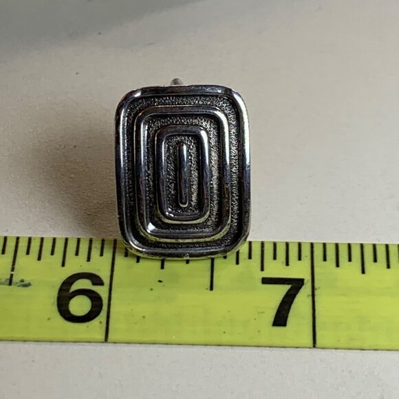 VTG Beau Sterling Silver 925 Geometric Screw Back Earrings 9/10" Length - Picture 9 of 10